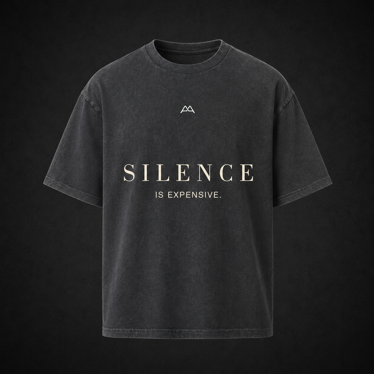 Premium Oversized Shirt 'SILENCE IS EXPENSIVE' - washed black