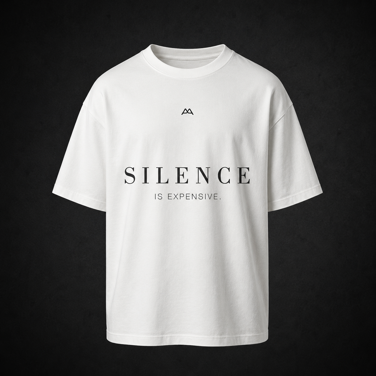 Premium Oversized Shirt 'SILENCE IS EXPENSIVE' - clean white