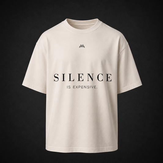 Premium Oversized Shirt 'SILENCE IS EXPENSIVE' - cream