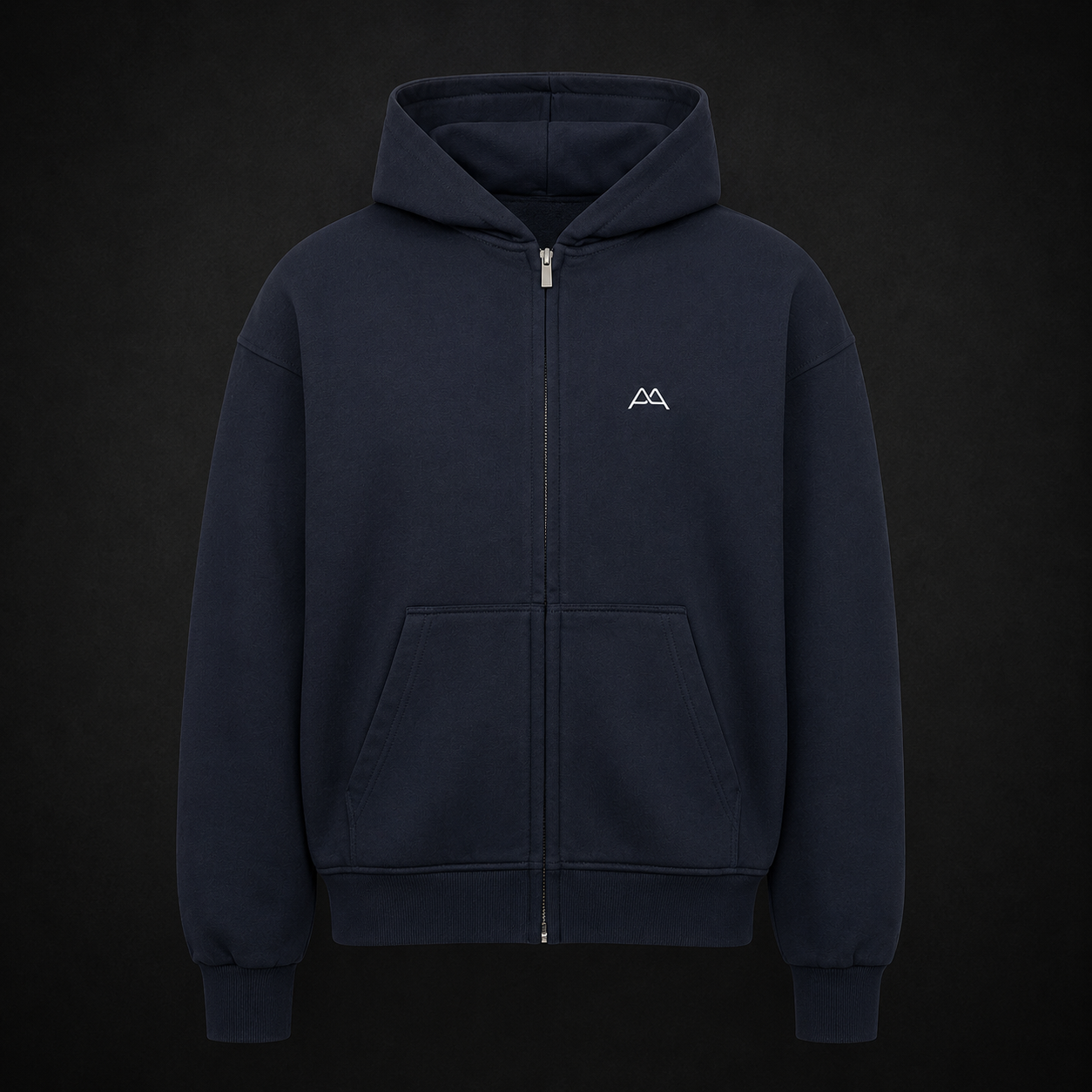 Premium Oversized Zipper Hoodie - AA CORE - navy blue