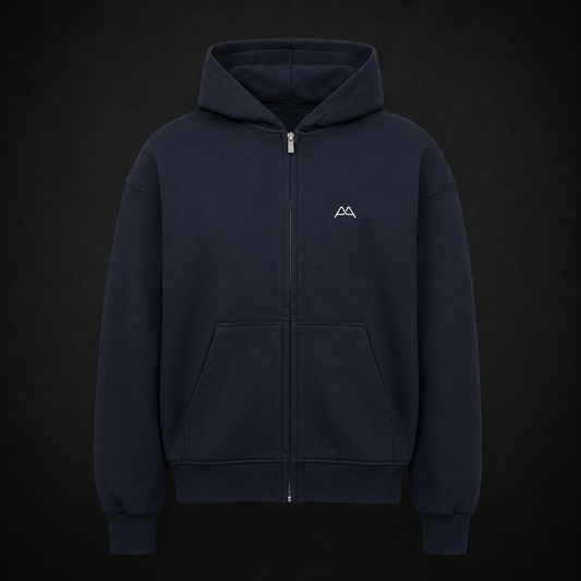 Premium Oversized Zipper Hoodie - AA CORE - navy blue